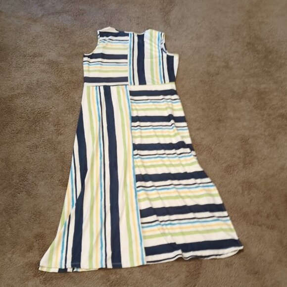 Modes Crystal Fashions Dress XL Maxi Striped Print Sleeveless Slinky Arts Vaca - Picture 6 of 6